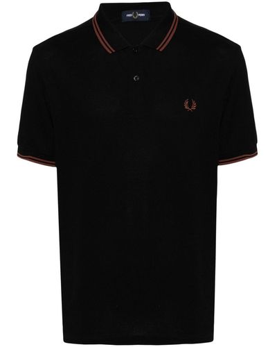 Fred Perry Logo-Embroidered Cotton Polo Shirt - Black