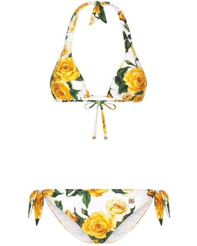 Dolce & Gabbana Rose Triangle Bikini Set - Yellow