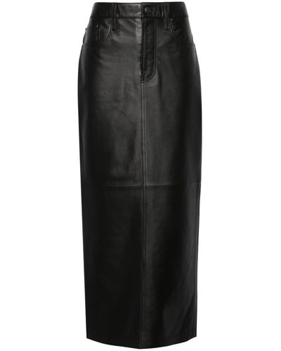 Wardrobe NYC Leather Maxi Column Skirt - Black