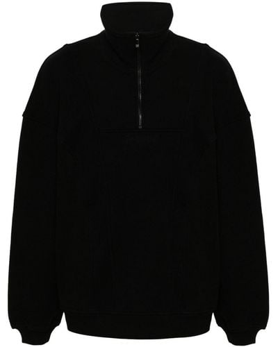Saint Laurent Logo-Embroidered Cotton Sweatshirt - Black