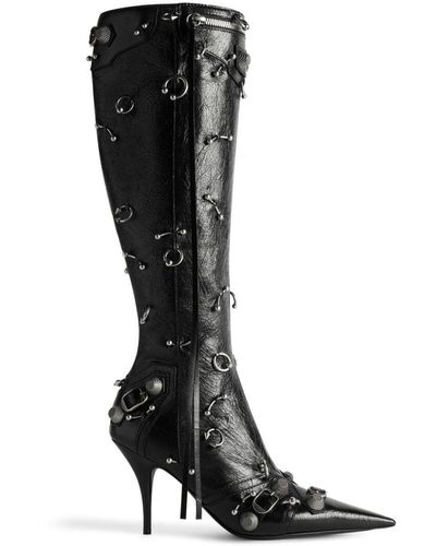 Balenciaga Cagole 90Mm Pointed-Toe Boots - Black