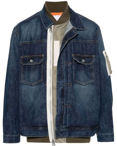 Sacai Layered Denim Jacket - Blue