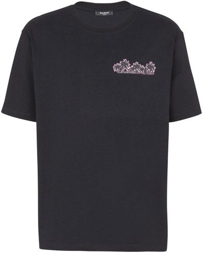 Balmain Club-Print Cotton T-Shirt - Black