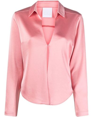 Paris Georgia Basics Long-sleeve Fitted Blouse - Pink