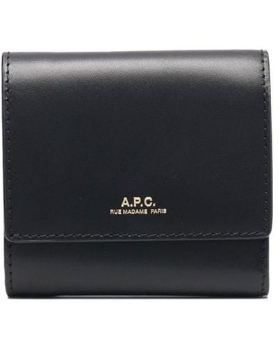 A.P.C. Trifold Leather Wallet - Black