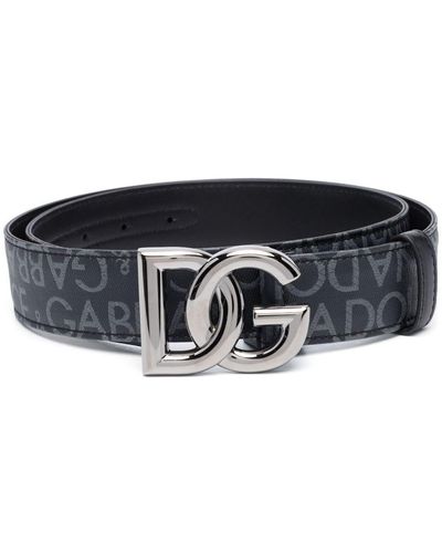 Dolce & Gabbana Logo-Buckle Leather Belt - Black
