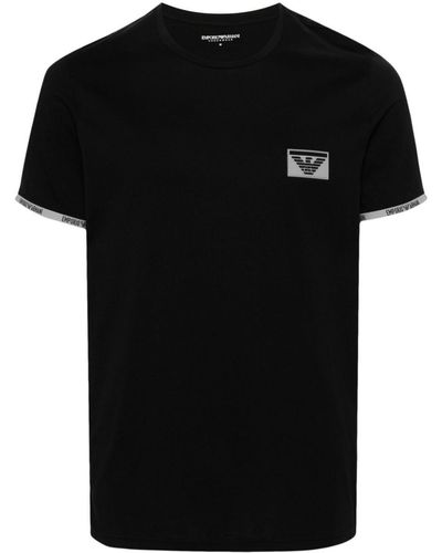 Emporio Armani Appliqué-Logo Cotton T-Shirt - Black