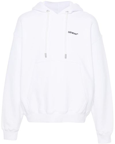 Off-White c/o Virgil Abloh Off- Logo-Embroidered Organic Cotton Hoodie - White