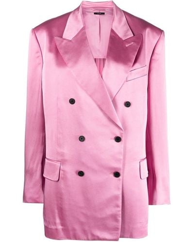 Tom Ford Double-breasted Long-sleeve Blazer - Pink