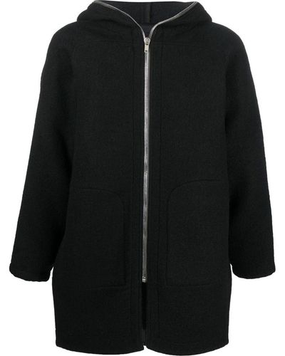 Rick Owens Zipped-up Hooded Coat - Black