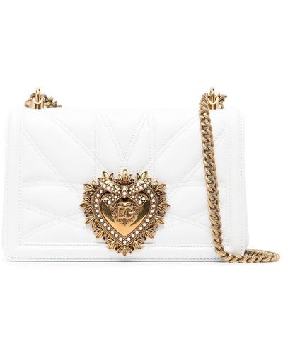 Dolce & Gabbana Medium Devotion Quilted Shoulder Bag - White