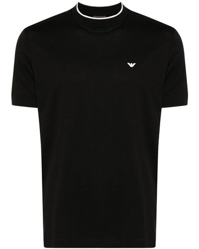 Emporio Armani Logo-Print Cotton T-Shirt - Black
