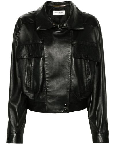 Saint Laurent Zip-Up Leather Jacket - Black