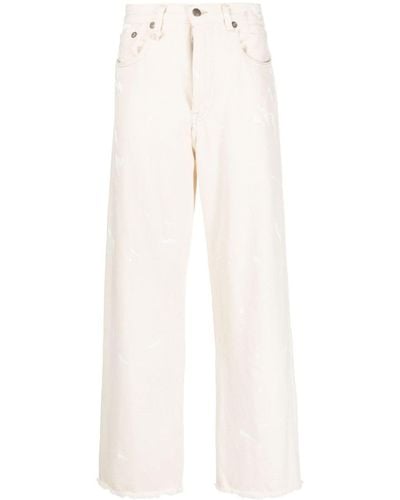 R13 D'arcy Paint-splatter Loose Jeans - White