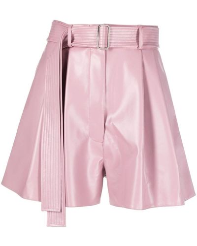 Alex Perry High-Waisted Belted Shorts - Pink