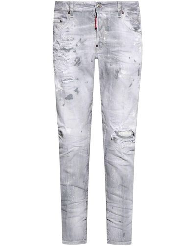 DSquared² Skater Distressed-Finish Jeans - Grey