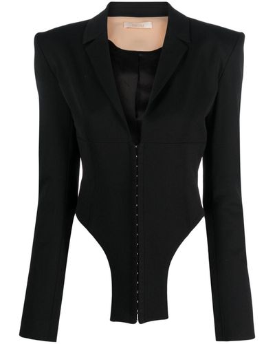 Ssheena Bodysuit-Style Hook-Fastening Blazer - Black