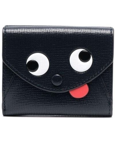 Anya Hindmarch Face-Motif Faux-Leather Wallet - Blue