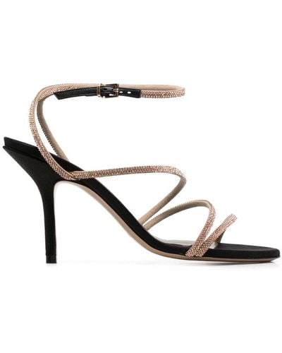 MARIA LUCA Crystal-Embellished High-Heel Sandals - White
