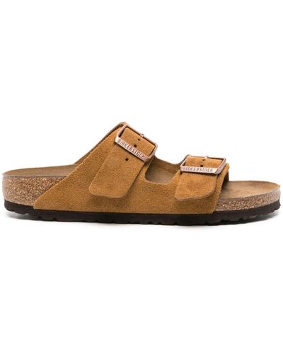 Birkenstock Arizona Suede Flat Sandals - Brown