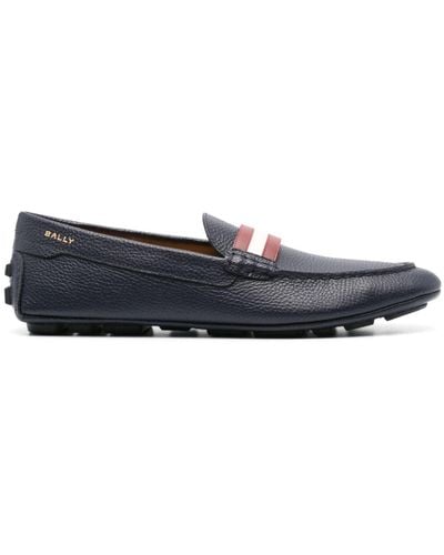 Bally Striped Leather Loafers - Blue