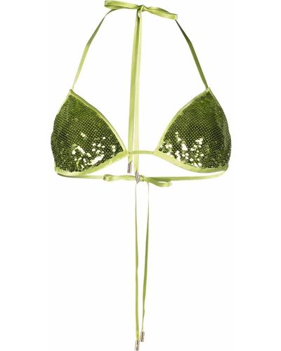 Tom Ford Sequin-embellished Halterneck Bra - Green