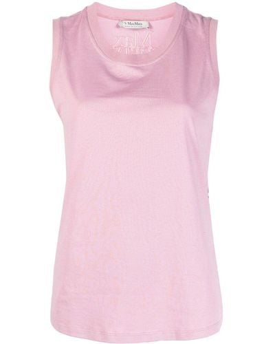 Max Mara 'Max Mara Embroidered-Logo Cotton Tank Top - Pink