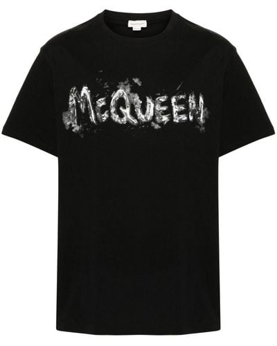 Alexander McQueen Logo-Print Cotton T-Shirt - Black
