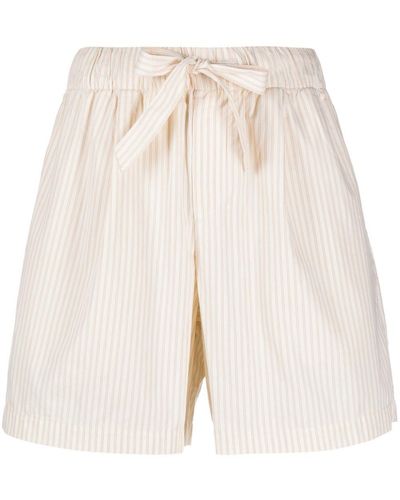 Tekla Striped Organic Cotton Shorts - Natural