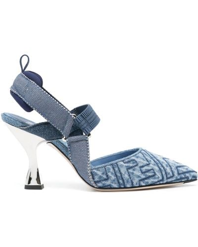Fendi Colibrì 85Mm Denim Sandals - Blue