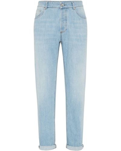 Brunello Cucinelli Slim-Cut Cotton Jeans - Blue