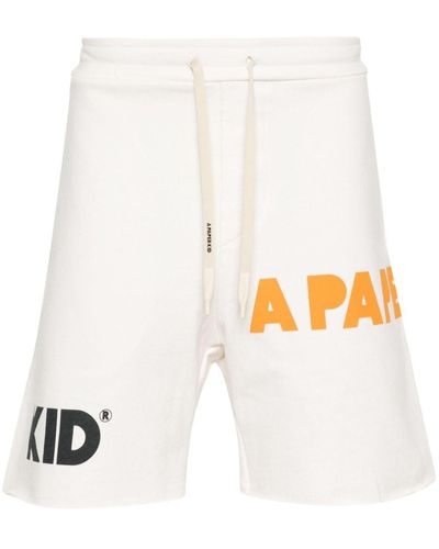 A PAPER KID Logo-Print Cotton Shorts - White