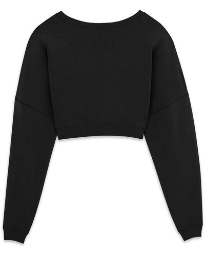 Saint Laurent Cropped Cotton Sweatshirt - Black