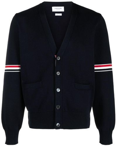 Thom Browne Tricolour 4-Bar Cardigan - Blue