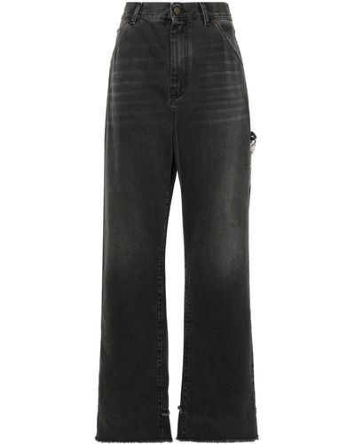 DARKPARK Rhinestone-Braided Tapered Jeans - Black