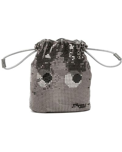 Anya Hindmarch Studded Mesh-Design Bucket Bag - Grey