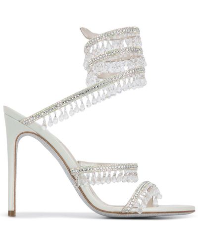 Rene Caovilla Cleo Crystal-Embellished Sandals - White