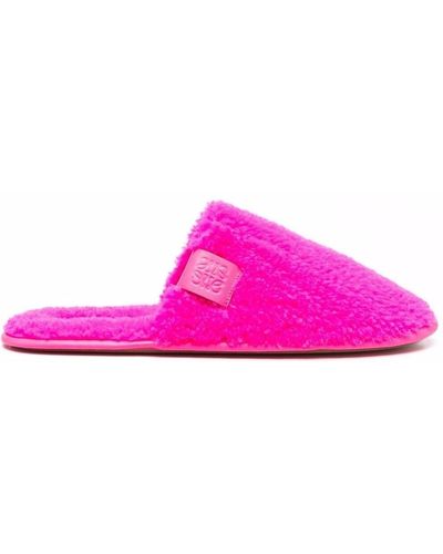 Loewe Anagram Patch Fleece Slippers - Pink