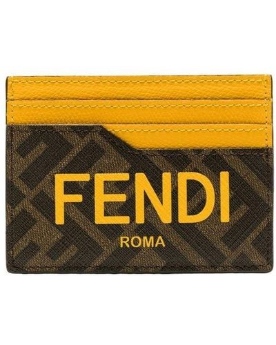 Fendi Ff Print Cardholder - Yellow