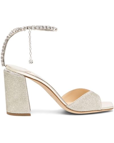 Jimmy Choo Saeda 85Mm Leather Sandals - White