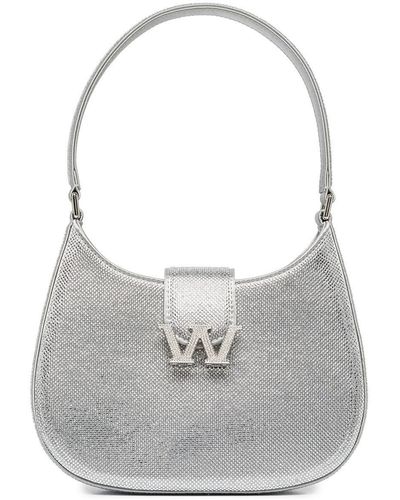Alexander Wang Crystal-embellished Shoulder Bag - Grey