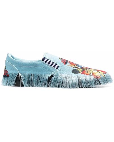 Doublet Graphic Print Fringed Trainers - Blue