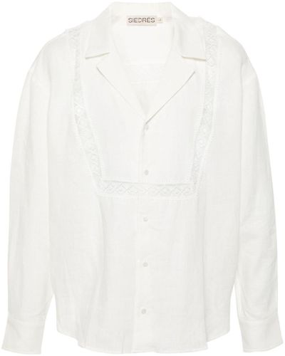 Siedres Guipure-Lace-Detail Linen Shirt - White