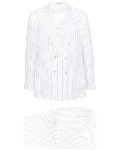 Brunello Cucinelli Double-Breasted Linen Suit - White