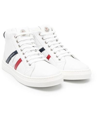 Moncler Diagonal Stripe Print High-Top Sneakers - White