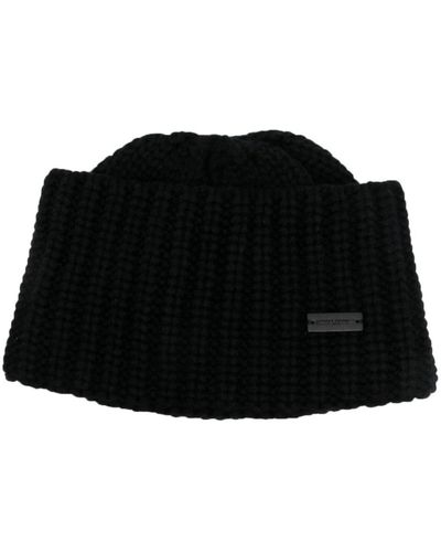 Saint Laurent Logo-Plaque Chunky Knit Cashmere Beanie - Black