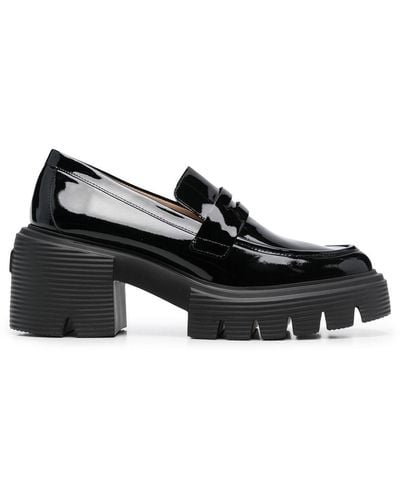 Stuart Weitzman Soho 60Mm Platform Leather Loafers - Black