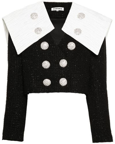 George Keburia Colourblock Tweed Jacket - Black
