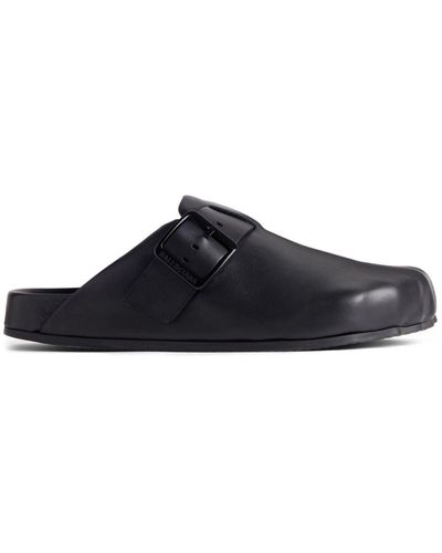 Balenciaga Sunday Leather Slippers - Black