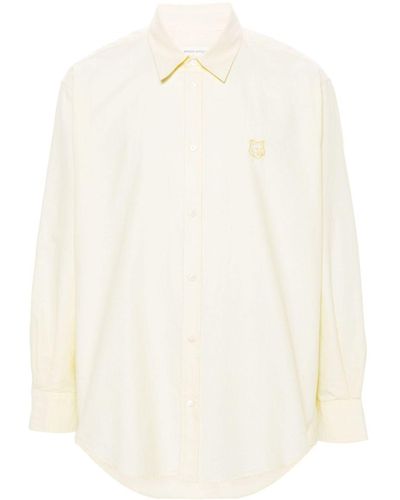Maison Kitsuné Contour Fox Head-Embroidery Cotton Shirt - White